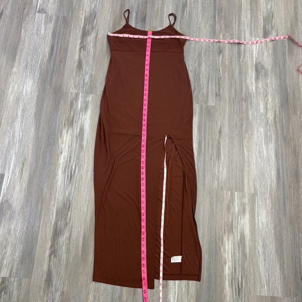 Wild Fable Brown Maxi Dress Womens Small S High Slit Y2K Style Ribbed Knit - Picture 9 of 16
